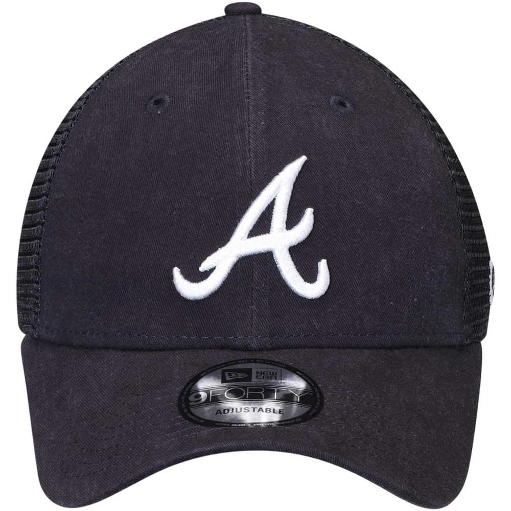 Men's New Era Navy Atlanta Braves Trucker 9FORTY Adjustable Snapback Hat