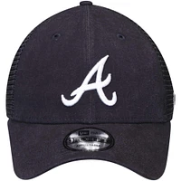 Men's New Era Navy Atlanta Braves Trucker 9FORTY Adjustable Snapback Hat