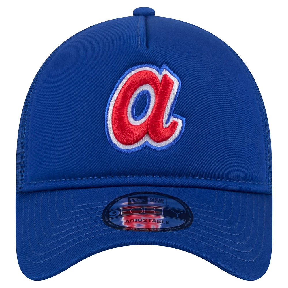 Men's New Era Royal Atlanta Braves 9FORTY A-Frame Trucker Adjustable Hat