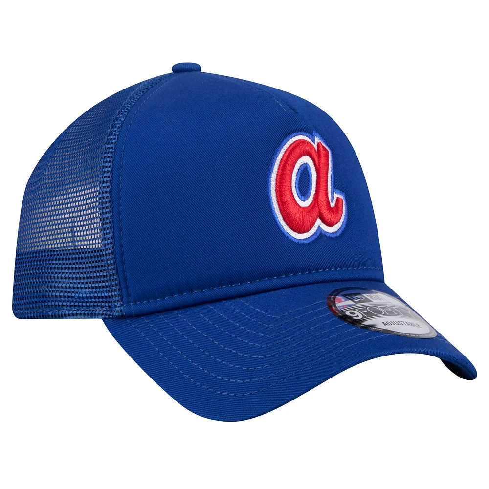 Men's New Era Royal Atlanta Braves 9FORTY A-Frame Trucker Adjustable Hat