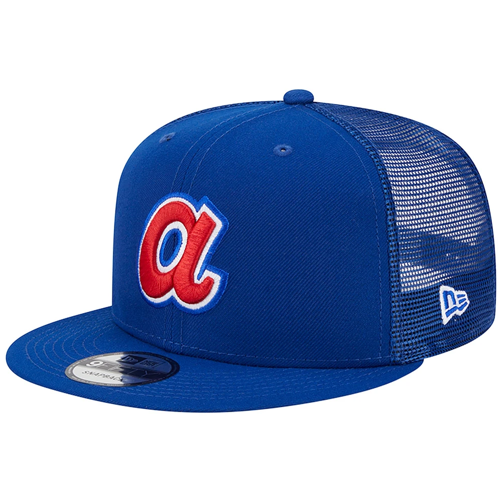 Casquette New Era Royal Atlanta Braves Cooperstown Collection Team Color Trucker 9FIFTY Snapback pour homme