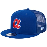 Casquette New Era Royal Atlanta Braves Cooperstown Collection Team Color Trucker 9FIFTY Snapback pour homme
