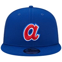 Casquette New Era Royal Atlanta Braves Cooperstown Collection Team Color Trucker 9FIFTY Snapback pour homme