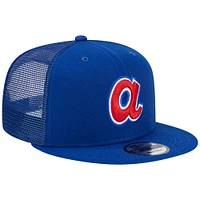 Casquette New Era Royal Atlanta Braves Cooperstown Collection Team Color Trucker 9FIFTY Snapback pour homme