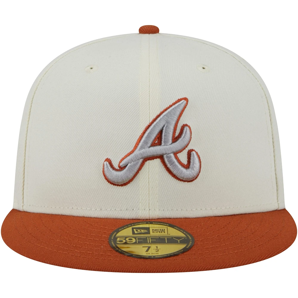 Men's New Era White/Orange Atlanta Braves Rustic 2-Tone 59FIFTY Fitted Hat