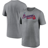 Men's Nike Gray Atlanta Braves Wordmark Legend Performance T-Shirt
