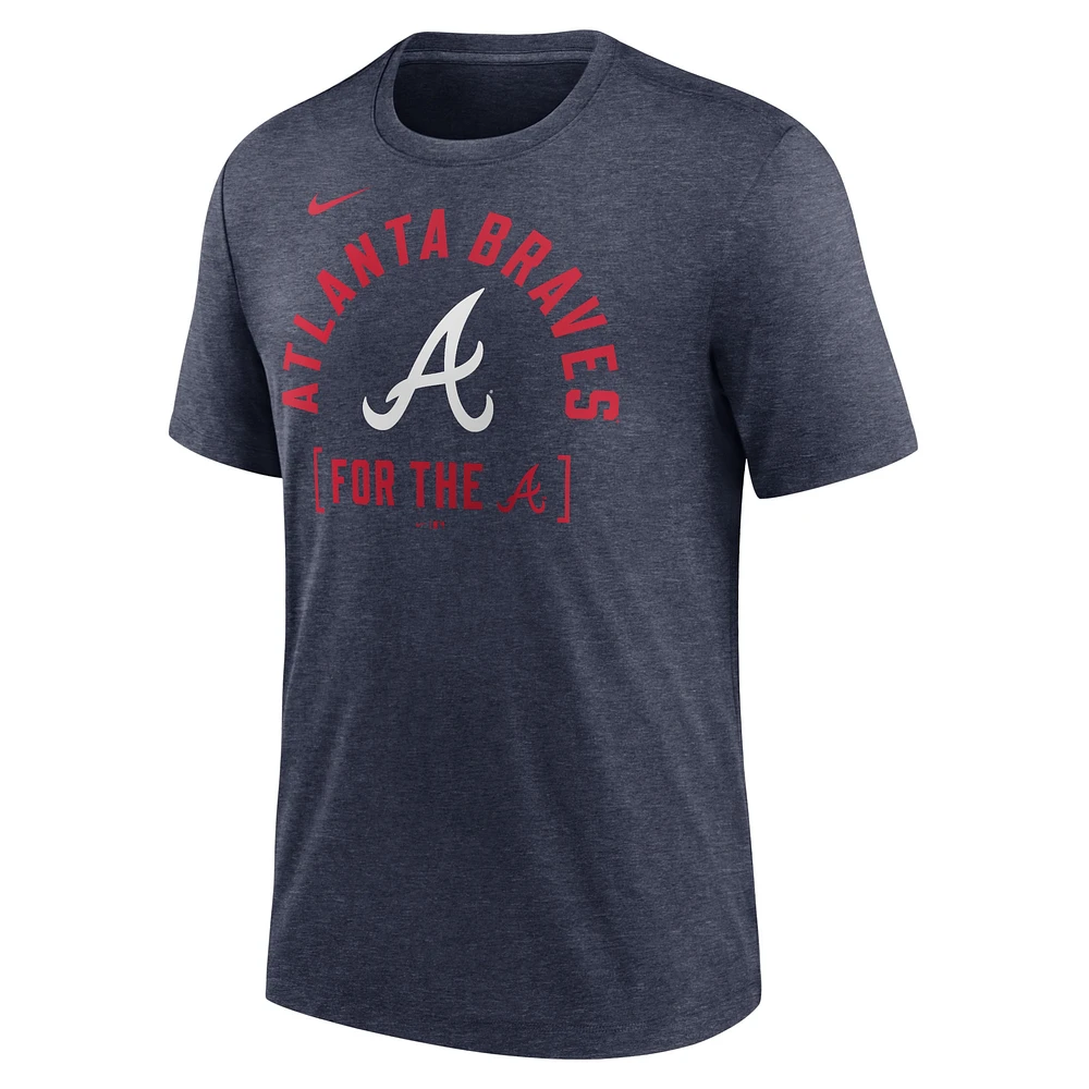 T-shirt à trois mélanges Nike Heather Navy Atlanta Braves Swing Big pour homme