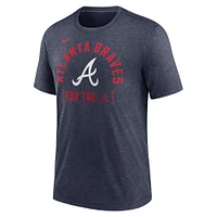 T-shirt à trois mélanges Nike Heather Navy Atlanta Braves Swing Big pour homme