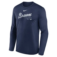 Men's Nike Navy Atlanta Braves Authentic Collection Performance Long Sleeve T-Shirt