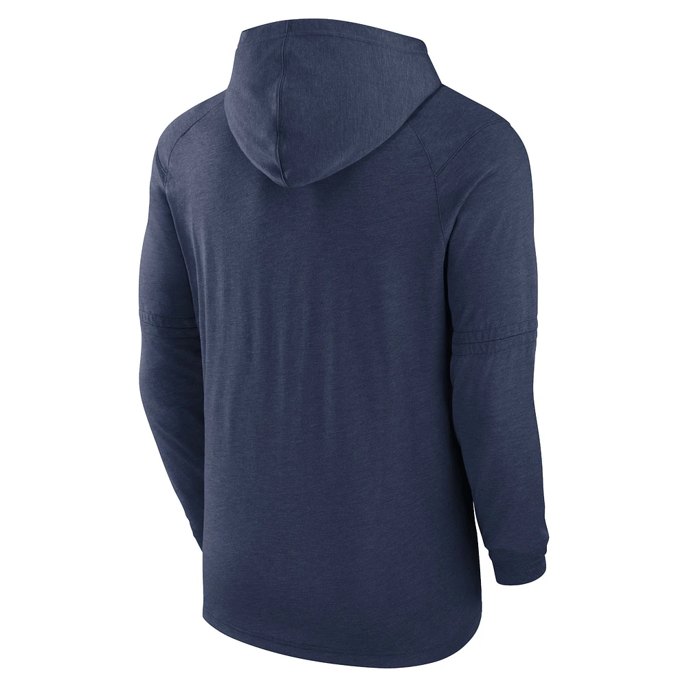 Men's Nike  Navy Atlanta Braves Authentic Collection Tri-Blend Performance Pullover Hoodie