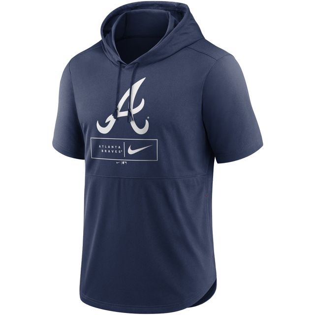 Nike Atlanta Braves Logo Lockup Performance pour homme - Bleu marine Chandail à capuchon manches courtes
