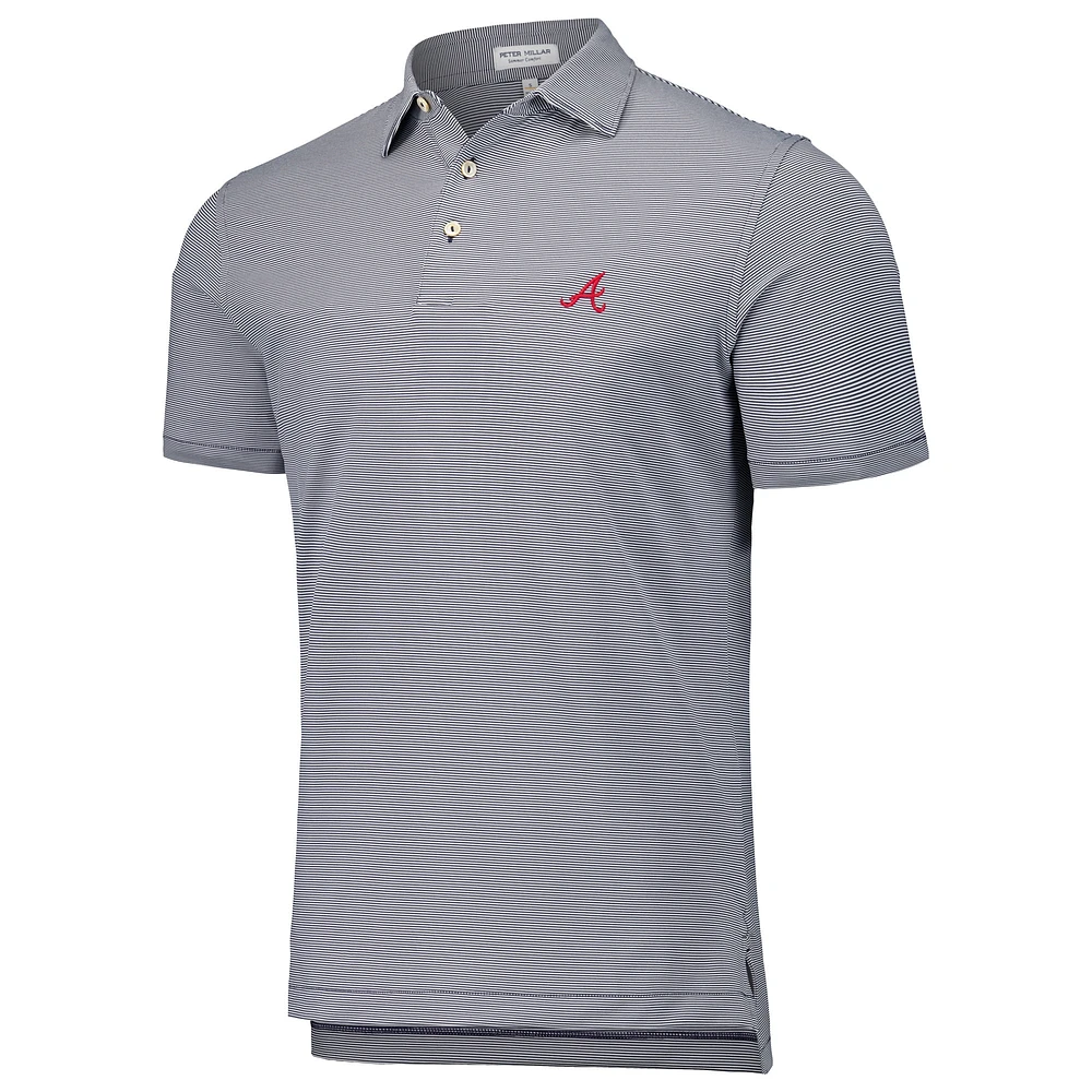 Men's Peter Millar Navy Atlanta Braves Jubilee Stripe Stretch Jersey Polo