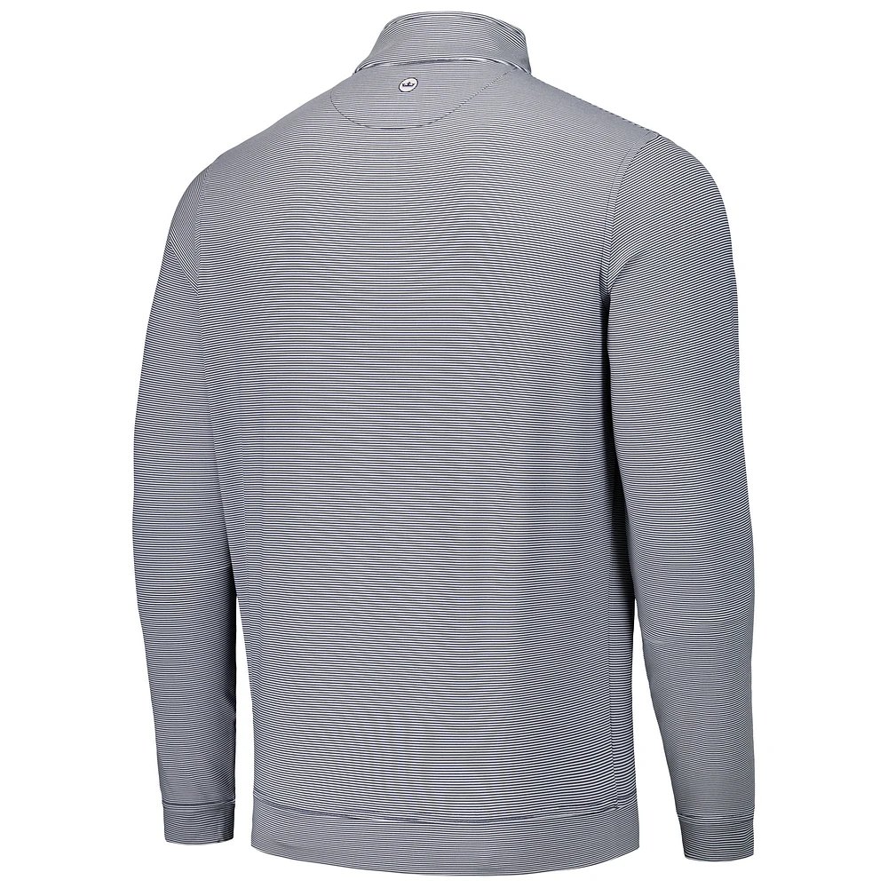 Men's Peter Millar Navy Atlanta Braves Perth Sugar Stripe Performance Quarter-Zip Top