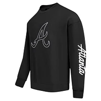 Men's Pro Standard Black Atlanta Braves Paint The City Dropped Shoulder Pullover Sweatshirt