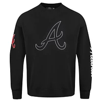 Men's Pro Standard Black Atlanta Braves Paint The City Dropped Shoulder Pullover Sweatshirt
