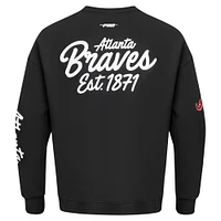 Men's Pro Standard Black Atlanta Braves Paint The City Dropped Shoulder Pullover Sweatshirt