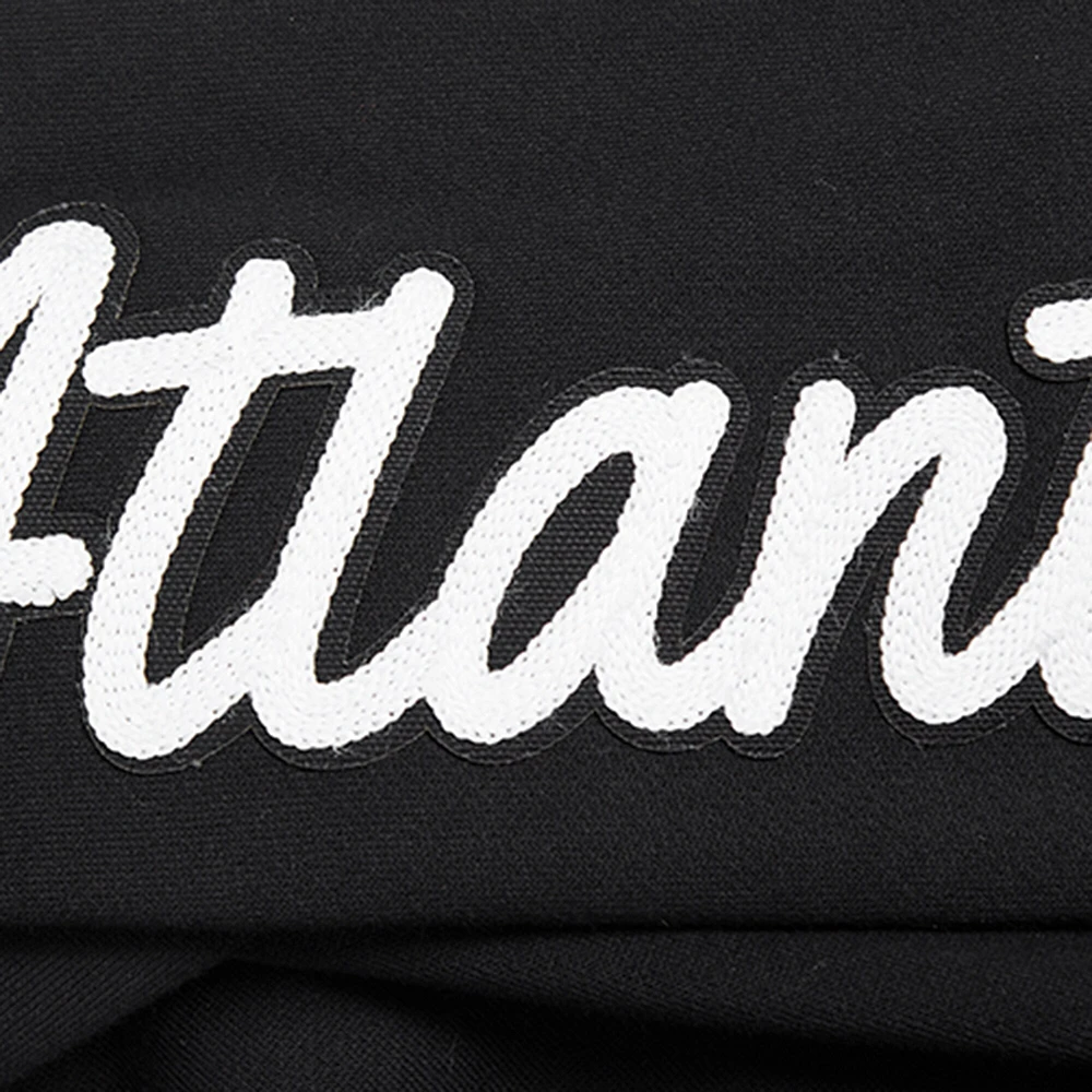 Men's Pro Standard Black Atlanta Braves Paint The City Dropped Shoulder Pullover Sweatshirt