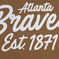 Men's Pro Standard Brown Atlanta Braves Paint The City Dropped Shoulder Pullover Sweatshirt