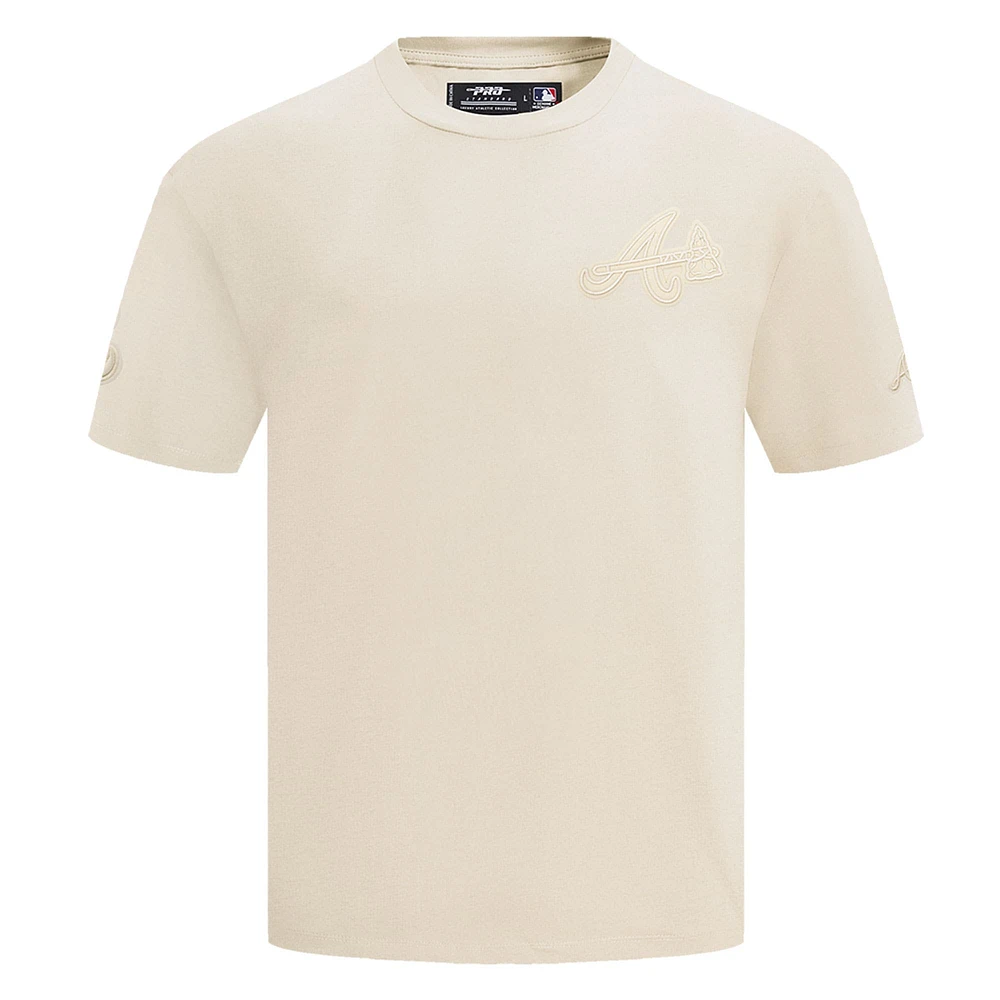Men's Pro Standard Cream Atlanta Braves Neutral CJ Dropped Shoulders T-Shirt