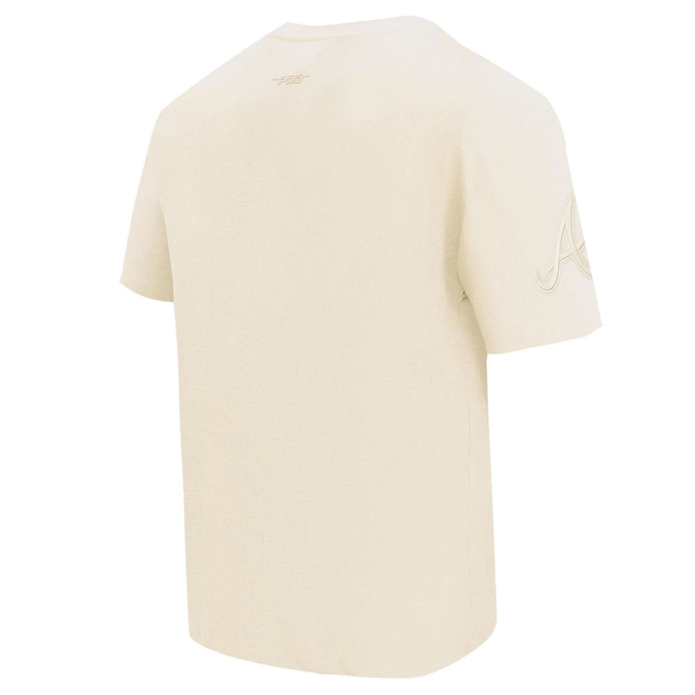 Men's Pro Standard Cream Atlanta Braves Neutral CJ Dropped Shoulders T-Shirt