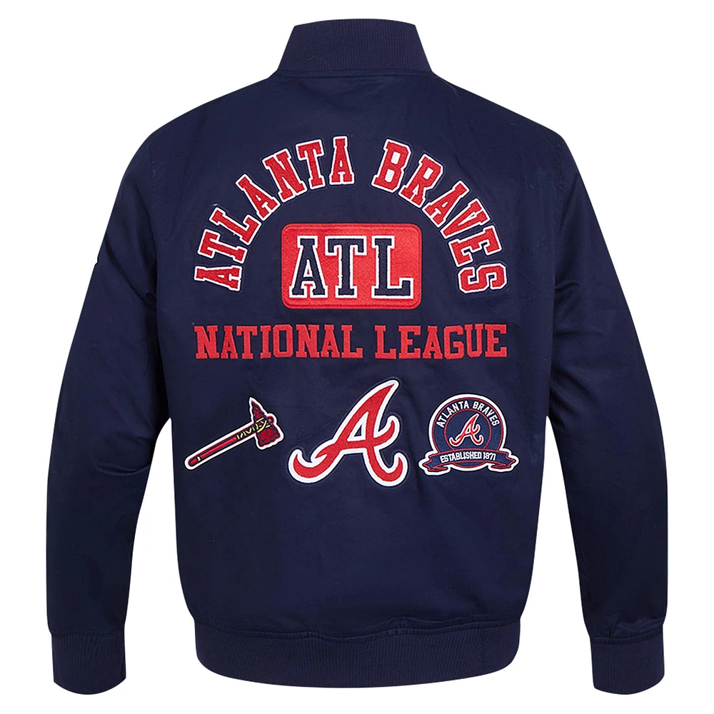 Men's Pro Standard Navy Atlanta Braves Twill Full-Zip Jacket