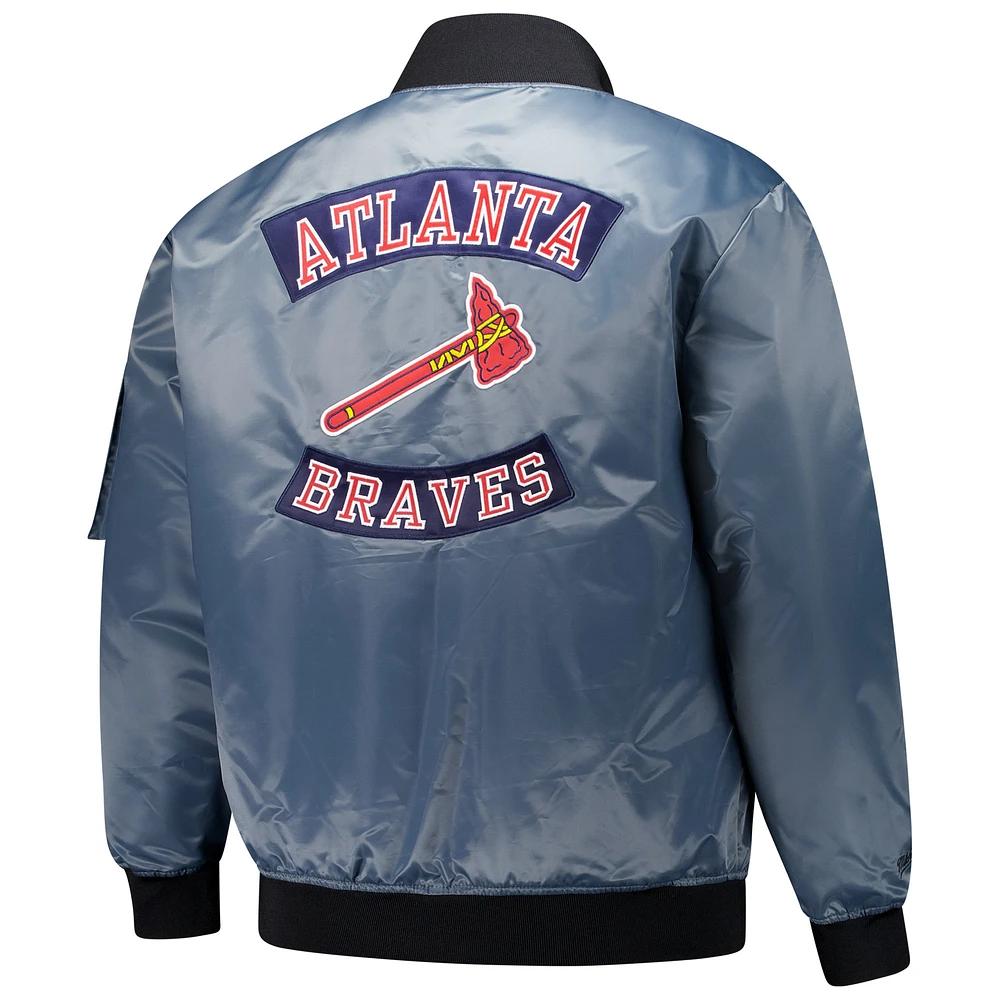 Men's Profile Charcoal Atlanta Braves Big & Tall Full-Zip Bomber Jacket