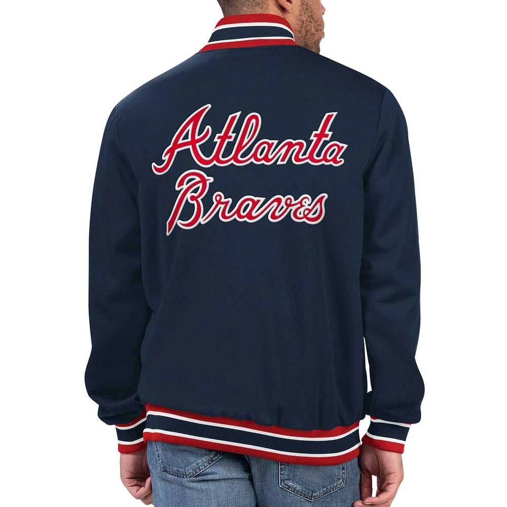 Veste à bouton-pression pour hommes des Atlanta Braves Secret Weapon Starter bleu marine