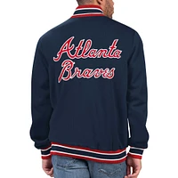 Veste à bouton-pression pour hommes des Atlanta Braves Secret Weapon Starter bleu marine
