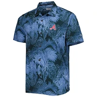 Men's Tommy Bahama Blue Atlanta Braves Coast Luminescent Fronds IslandZone Button-Up Camp Shirt