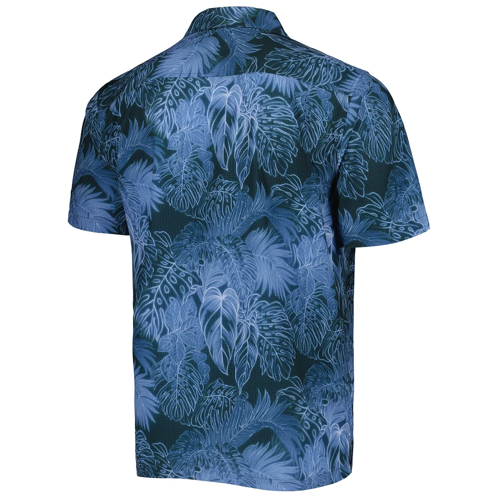 Men's Tommy Bahama Blue Atlanta Braves Coast Luminescent Fronds IslandZone Button-Up Camp Shirt