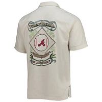 Men's Tommy Bahama Cream Atlanta Braves Baseball Camp Button-Up Shirt