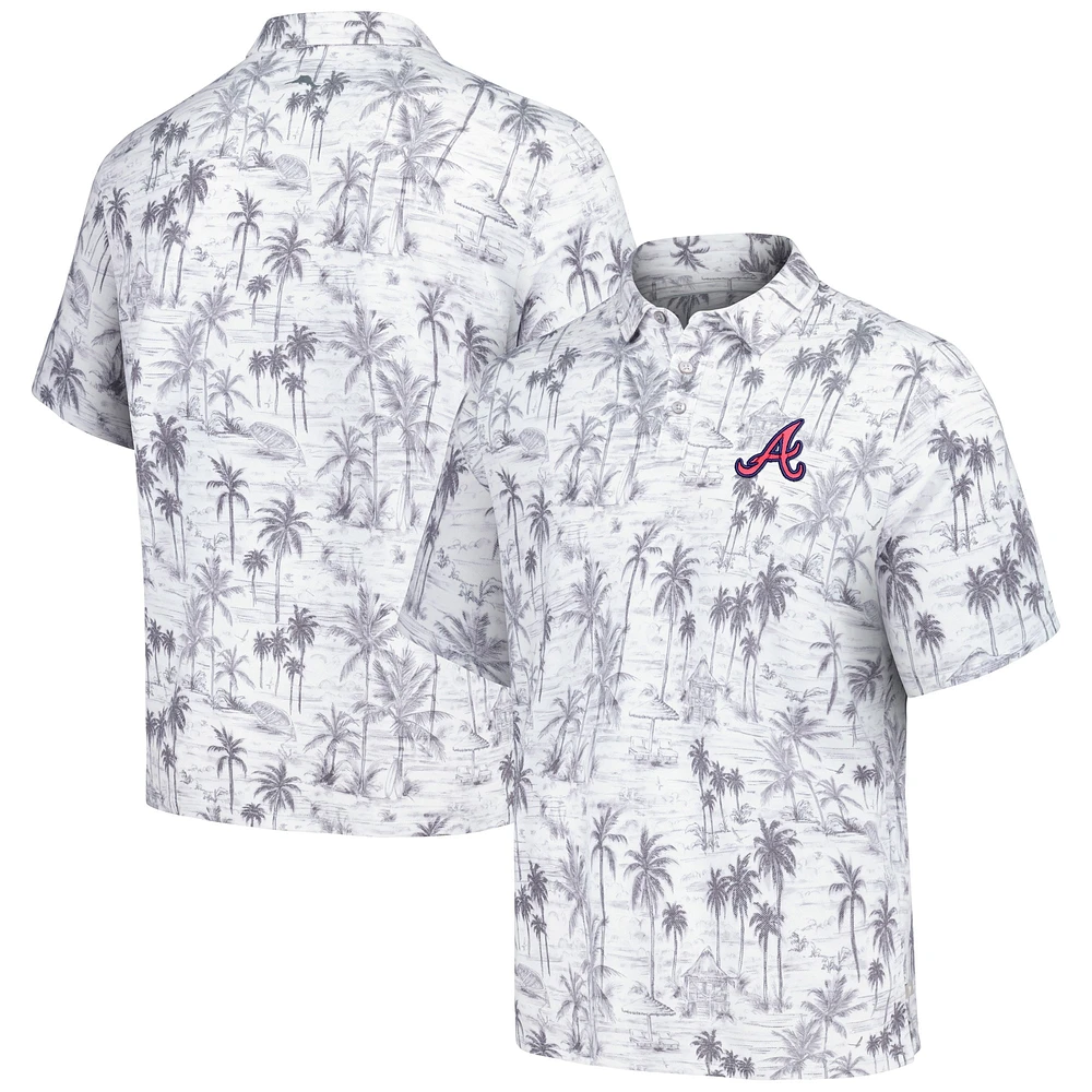 Men's Tommy Bahama Gray Atlanta Braves Sport Cabana Shores IslandZone Tri-Blend Polo