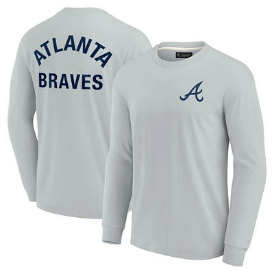 T-shirt unisexe Fanatics gris Atlanta Braves Elements super doux à manches longues