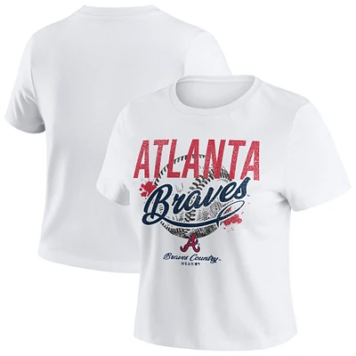 T-shirt court blanc effet vieilli pour bébé WEAR by Erin Andrews des Braves d'Atlanta femme