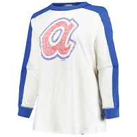 Women's '47 White Atlanta Braves Plus Caribou Raglan Long Sleeve T-Shirt
