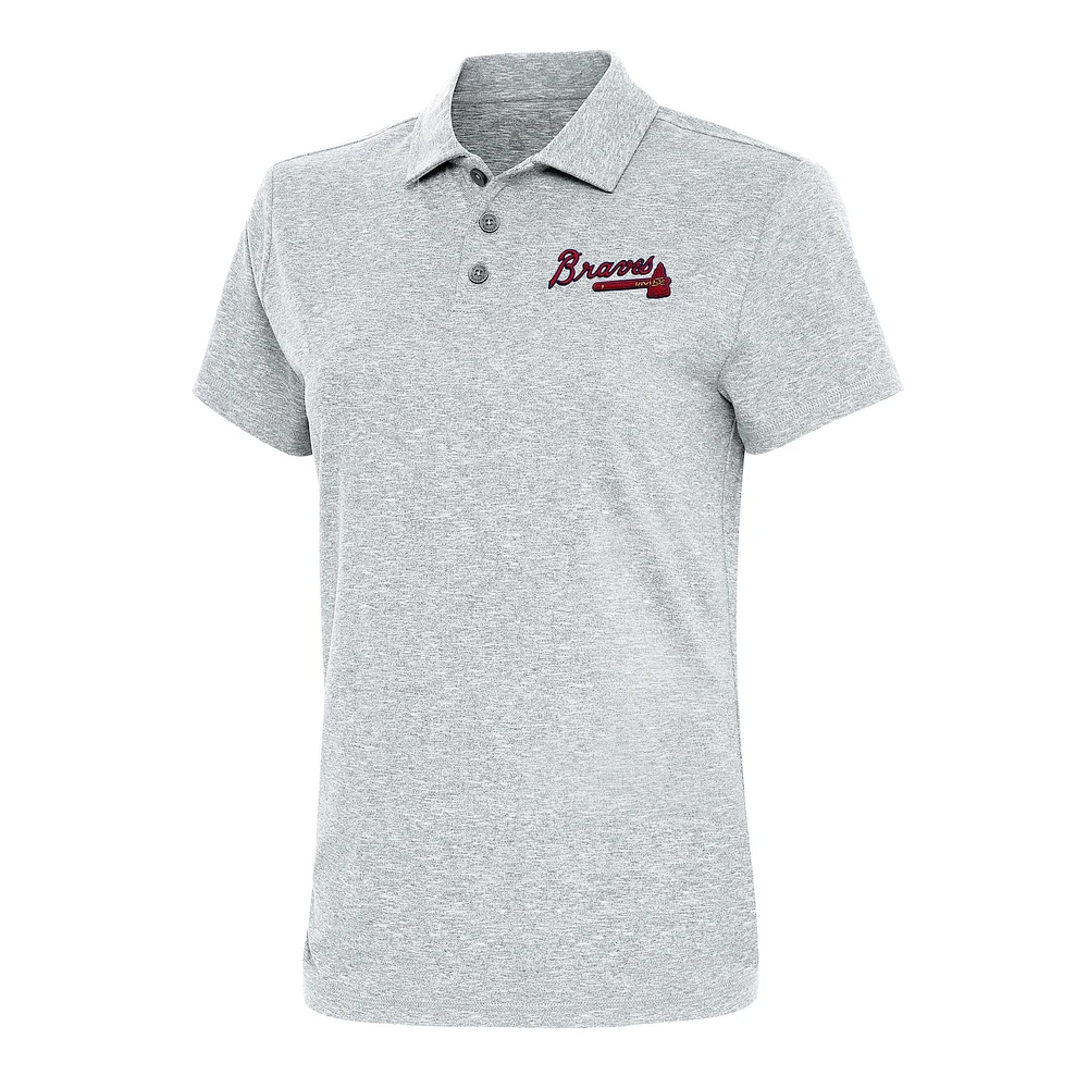 Women's Antigua  Heather Gray Atlanta Braves Motivated Polo