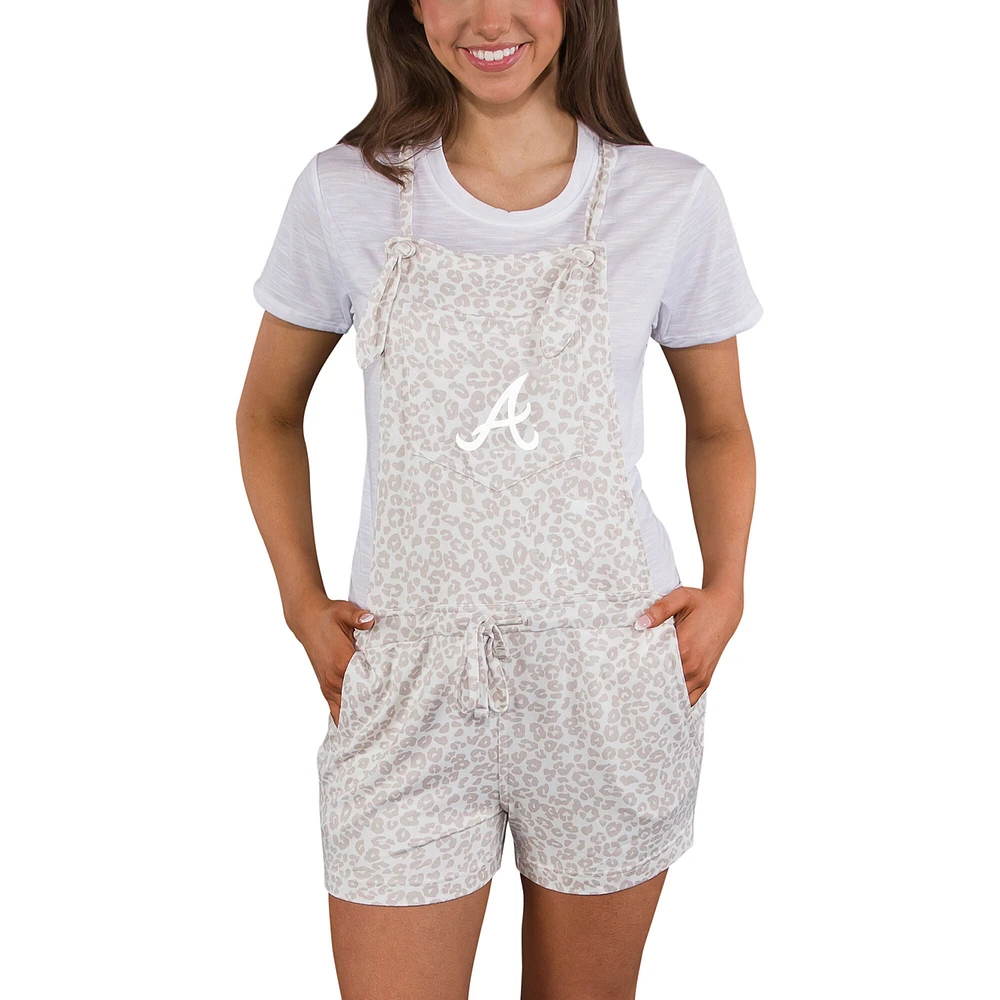 Women's Concepts Sport Cream Atlanta Braves Montana Hacci Knit Romper Overalls