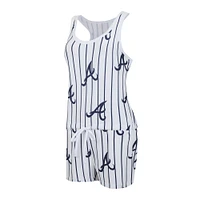 Women's Concepts Sport White Atlanta Braves Reel Pinstripe Knit Racerback Romper