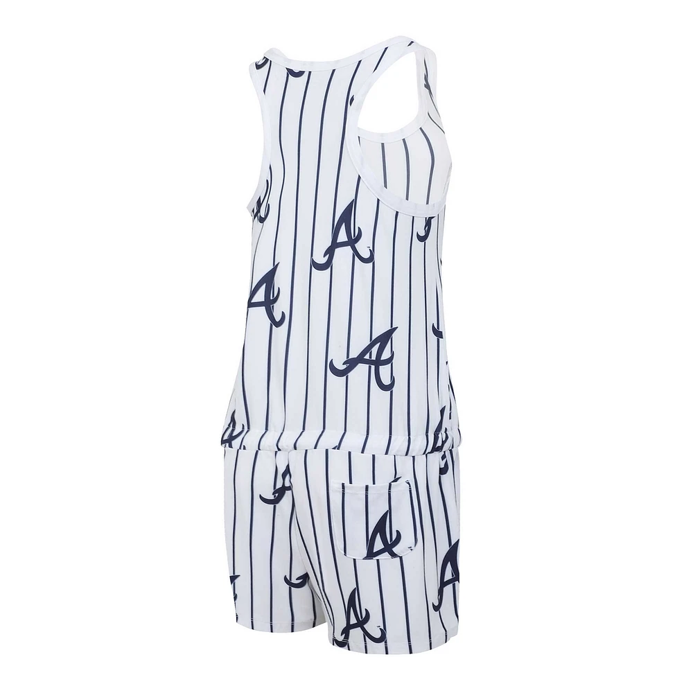 Women's Concepts Sport White Atlanta Braves Reel Pinstripe Knit Racerback Romper