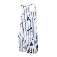 Women's Concepts Sport White Atlanta Braves Reel Pinstripe Knit Racerback Romper