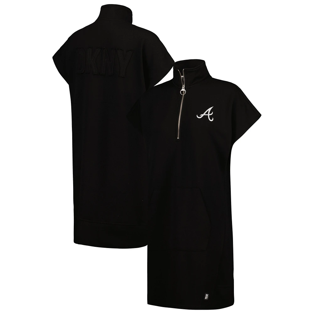 Women's DKNY Sport Black Atlanta Braves Emily Quarter-Zip Sneaker Dress