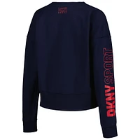 Women's DKNY Sport Navy Atlanta Braves Lily V-Neck Pullover Sweatshirt