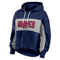 Women's Fanatics Navy Atlanta Braves Filled Stat Sheet Pullover Hoodie
