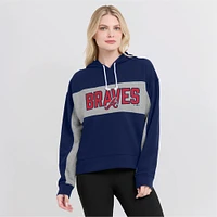 Women's Fanatics Navy Atlanta Braves Filled Stat Sheet Pullover Hoodie