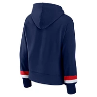 Women's Fanatics  Navy Atlanta Braves Over Under Pullover Hoodie
