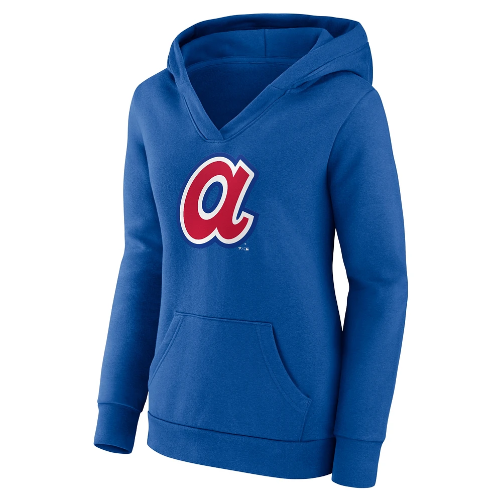 Women's Fanatics Royal Atlanta Braves Forbes Crossover V-Neck Pullover Hoodie
