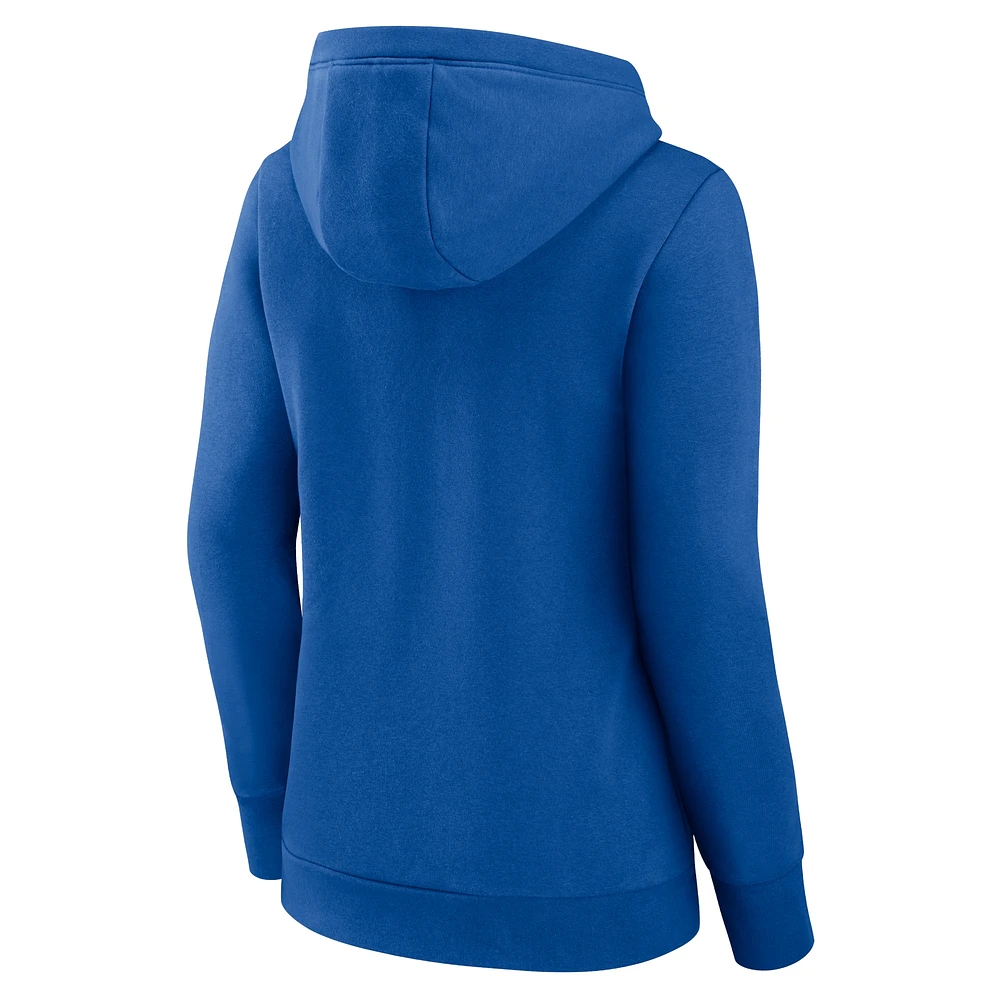Women's Fanatics Royal Atlanta Braves Forbes Crossover V-Neck Pullover Hoodie