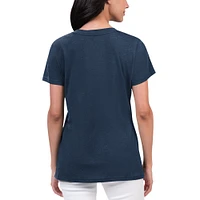 T-shirt à col en V G-III Sports by Carl Banks pour femmes, bleu marine, Atlanta Braves Key Move