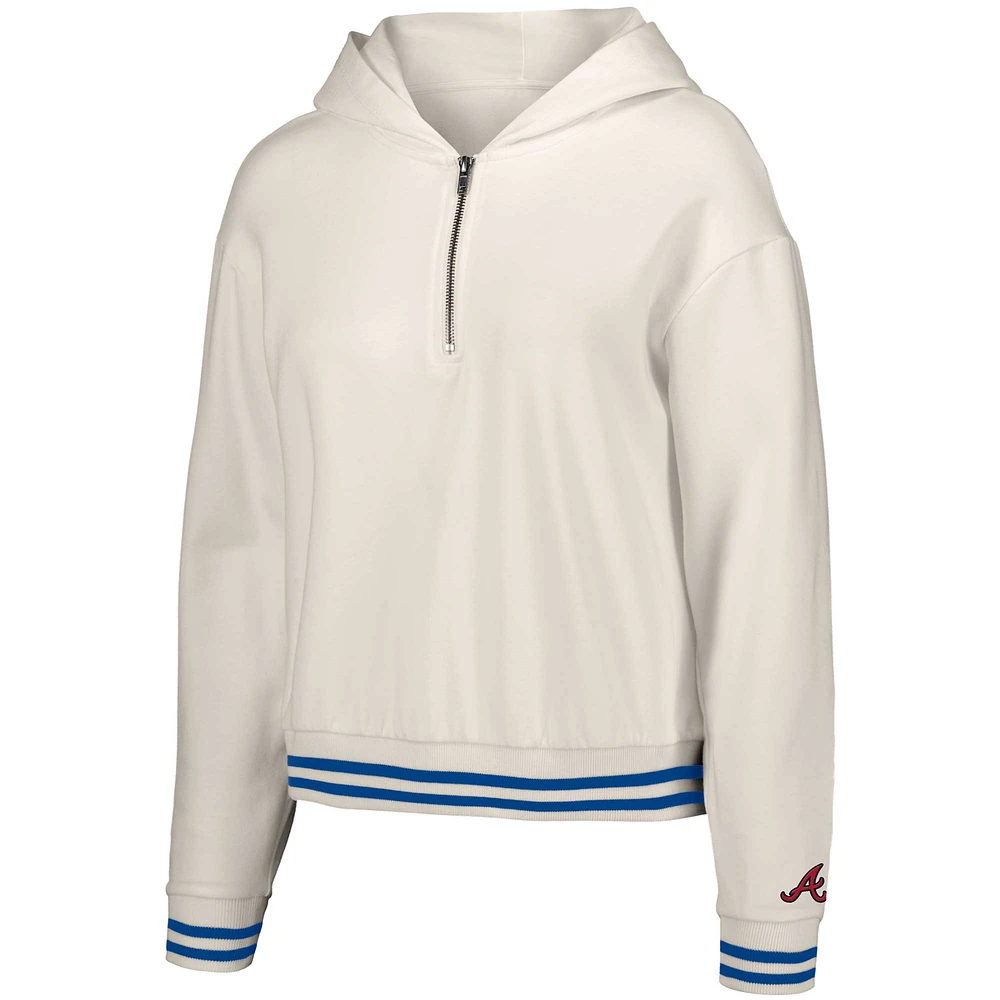 Women's Lusso  White Atlanta Braves Magnolia Tri-Blend Quarter-Zip Hoodie