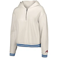 Women's Lusso  White Atlanta Braves Magnolia Tri-Blend Quarter-Zip Hoodie